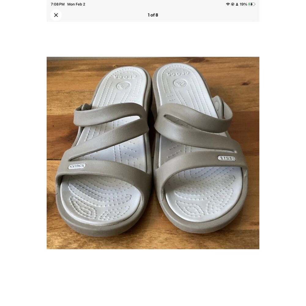 Crocs Patricia Wedge Sandals Womans 9 Color “Atmosphere” (Graige)